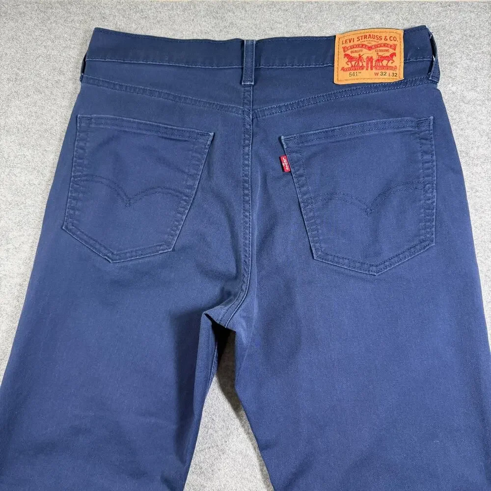 Levi's 541 Athletic Taper Jeans Mens 32x32 Navy Blue Stretch Denim Red Tab